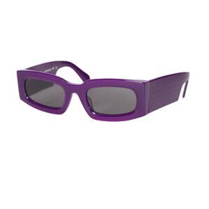 Off-White CARY Narrow Rectangle Sunglasses – Shiny Purple / Dark Gray – NWT